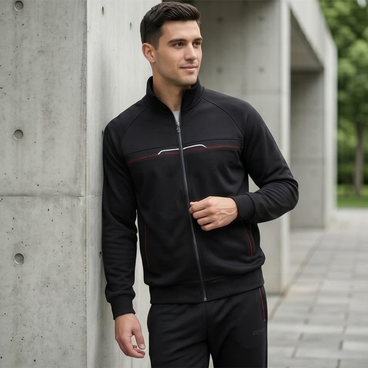 Men Track Suit-Black-M