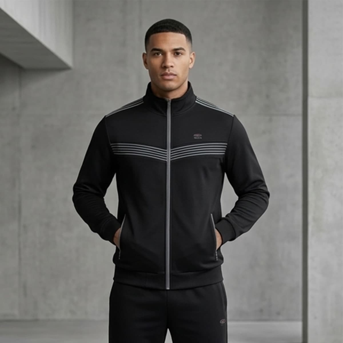 Men Cotton Track Suit-Black-M