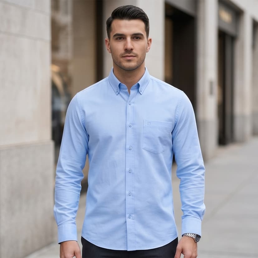 Men Regular Formal Shirt Sky Blue Long Sleeve