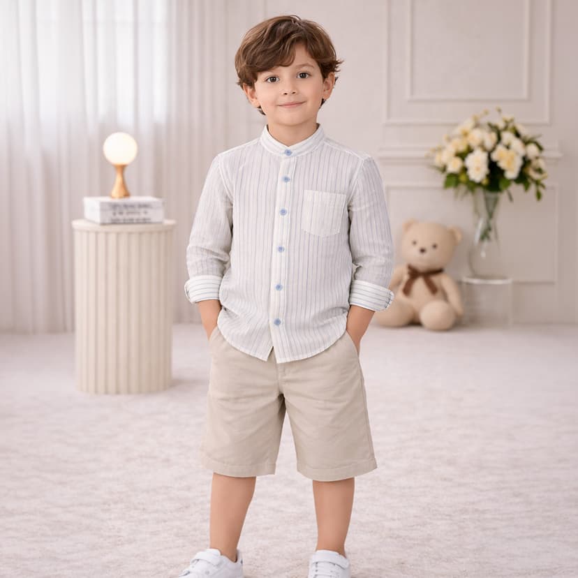 Boys Casual Shirt Plain Short Sleeve