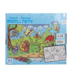 Jigsaw 24Pcs Insect Party Puzzle with 12 Color Pen